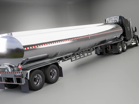 Generic Semi Truck Sleeper with Tanker Trailer 3D Model