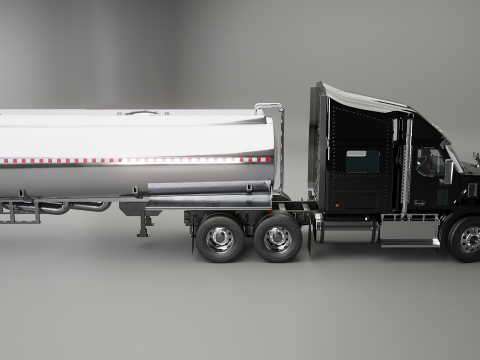 Semi-camion generico con cuccetta e rimorchio cisterna Modello 3D