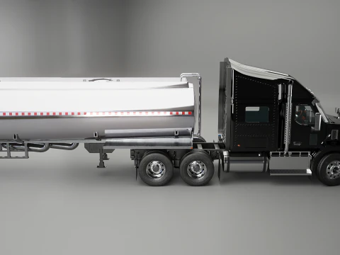 Generic Semi Truck Sleeper with Tanker Trailer 3D Model