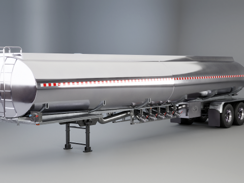 Semi-camion generico con cuccetta e rimorchio cisterna Modello 3D