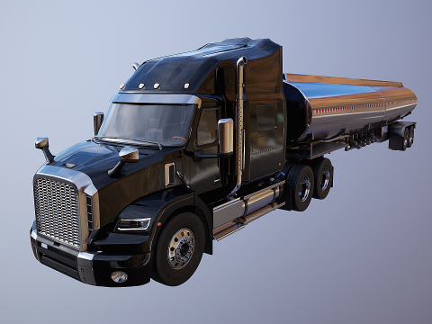 Semi-camion generico con cuccetta e rimorchio cisterna Modello 3D