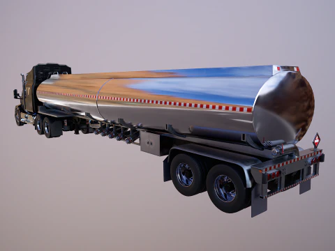 Generic Semi Truck Sleeper with Tanker Trailer 3D Model