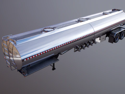 Generic Semi Truck Sleeper with Tanker Trailer 3D Model