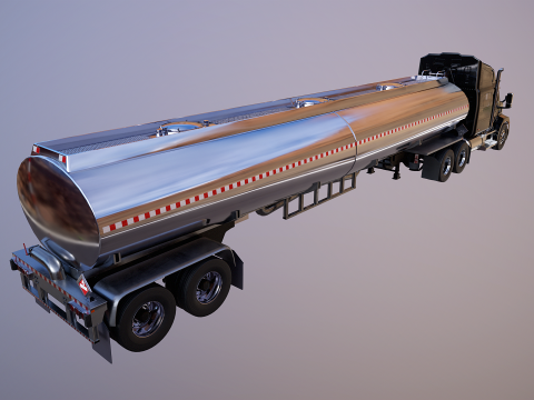 Semi-camion generico con cuccetta e rimorchio cisterna Modello 3D