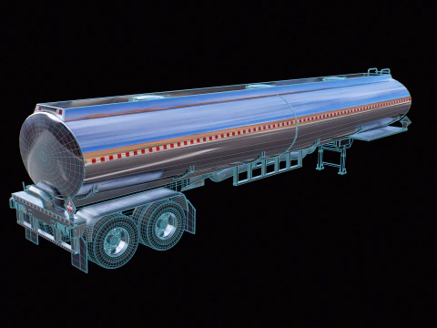 Generic Semi Truck Sleeper with Tanker Trailer 3D Model