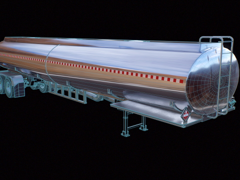 Semi-camion generico con cuccetta e rimorchio cisterna Modello 3D