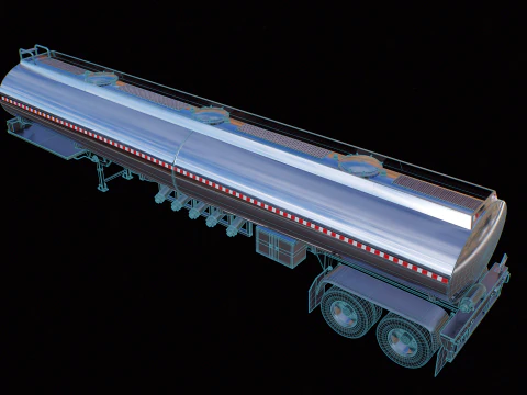 Generic Semi Truck Sleeper with Tanker Trailer 3D Model
