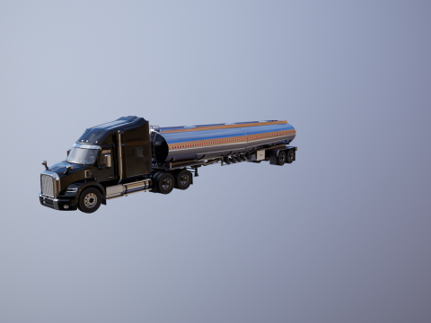 Semi-camion generico con cuccetta e rimorchio cisterna Modello 3D