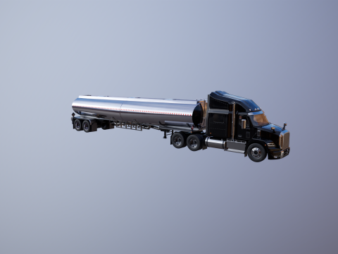 Semi-camion generico con cuccetta e rimorchio cisterna Modello 3D