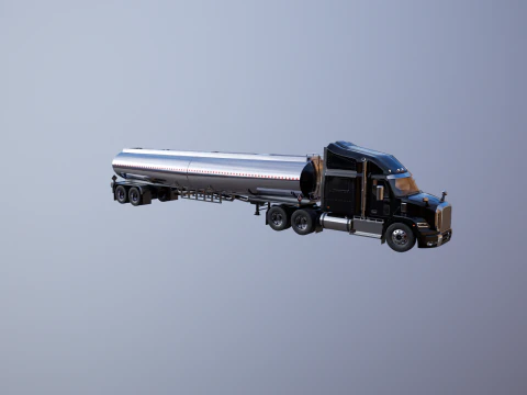 Generic Semi Truck Sleeper with Tanker Trailer 3D Model