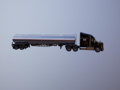 Semi-camion generico con cuccetta e rimorchio cisterna Modello 3D