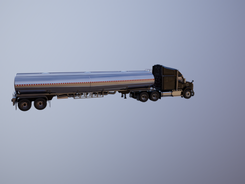 Semi-camion generico con cuccetta e rimorchio cisterna Modello 3D