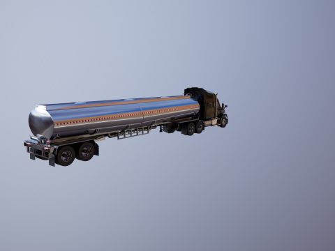 Semi-camion generico con cuccetta e rimorchio cisterna Modello 3D