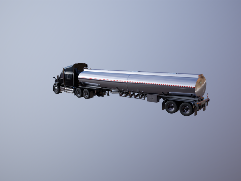 Semi-camion generico con cuccetta e rimorchio cisterna Modello 3D