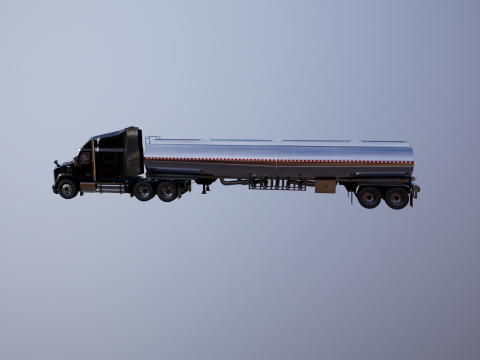 Semi-camion generico con cuccetta e rimorchio cisterna Modello 3D