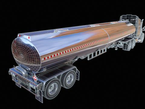 Semi-camion generico con cuccetta e rimorchio cisterna Modello 3D