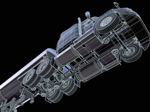 Semi-camion generico con cuccetta e rimorchio cisterna Modello 3D