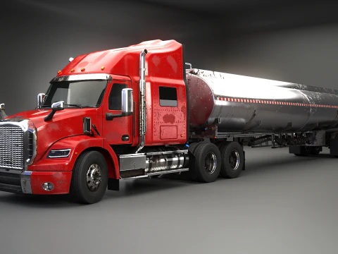 Sleeper Semi Truck Generik dengan Trailer Tanker BEKAS Model 3D