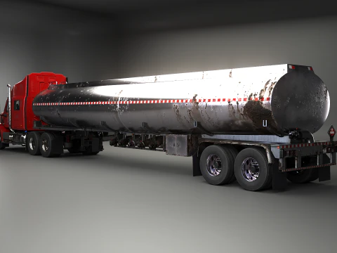 Generic Semi Truck Sleeper with Tanker Trailer USED 3D Model
