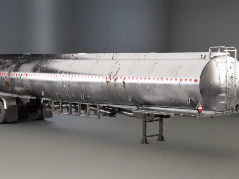 Generic Semi Truck Sleeper with Tanker Trailer USED 3D Model