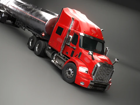 Generic Semi Truck Sleeper with Tanker Trailer USED 3D Model