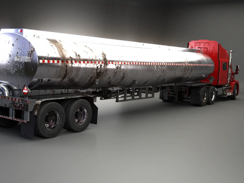 Generic Semi Truck Sleeper with Tanker Trailer USED 3D Model