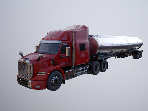 Generic Semi Truck Sleeper with Tanker Trailer USED 3D Model