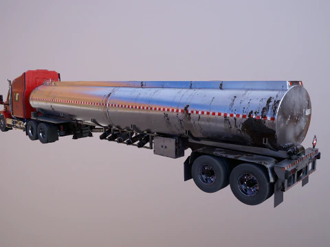 Generic Semi Truck Sleeper with Tanker Trailer USED 3D Model