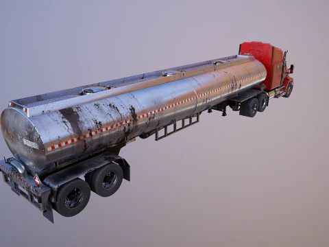 Generic Semi Truck Sleeper with Tanker Trailer USED 3D Model