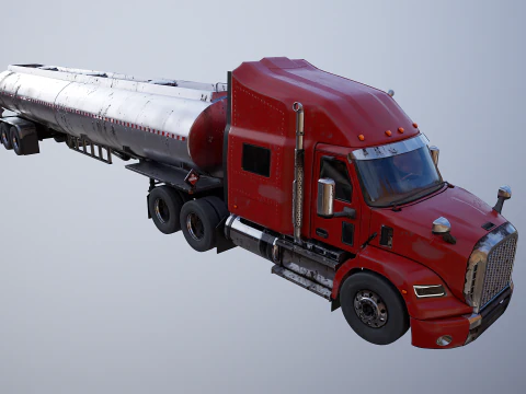 Generic Semi Truck Sleeper with Tanker Trailer USED 3D Model