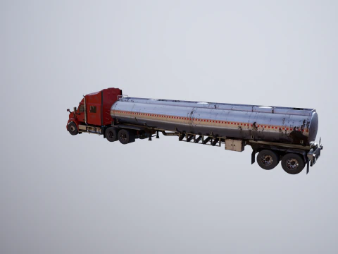 Generic Semi Truck Sleeper with Tanker Trailer USED 3D Model