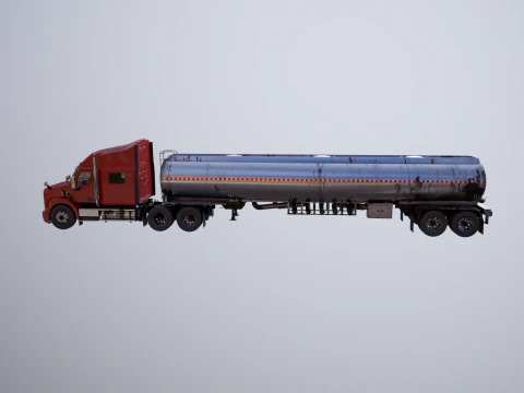 Generic Semi Truck Sleeper with Tanker Trailer USED 3D Model