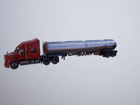 Generic Semi Truck Sleeper with Tanker Trailer USED 3D Model