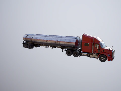 Generic Semi Truck Sleeper with Tanker Trailer USED 3D Model