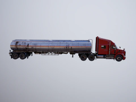 Generic Semi Truck Sleeper with Tanker Trailer USED 3D Model