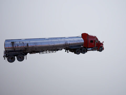 Generic Semi Truck Sleeper with Tanker Trailer USED 3D Model