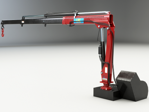 Old Small Truck-Mounted Crane 3D Model