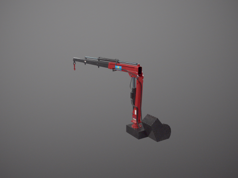 Old Small Truck-Mounted Crane 3D Model
