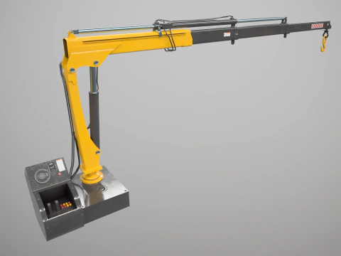 Old Small Truck-Mounted Crane 3D Model