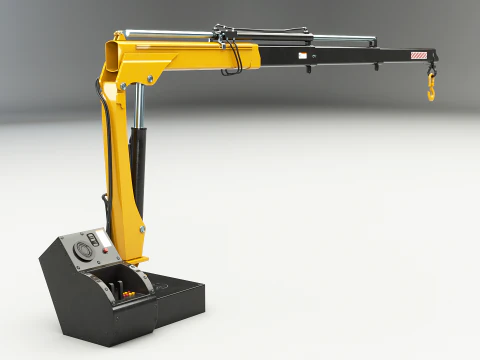 Old Small Truck-Mounted Crane 3D Model