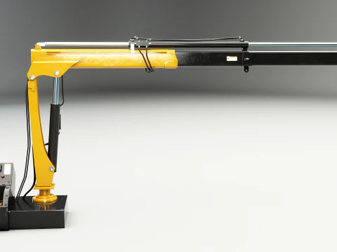 Old Small Truck-Mounted Crane 3D Model