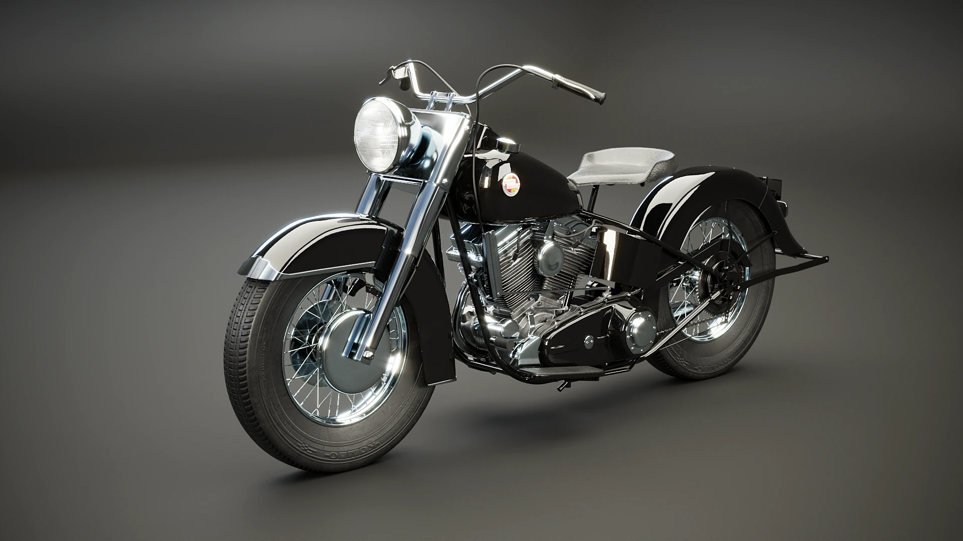 Harley Davidson FL EL 1957 3D Model .c4d .max .obj .3ds .fbx .stl .blend