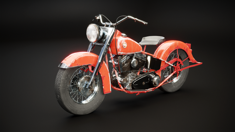 Harley Davidson FL EL 1957 3D Model .c4d .max .obj .3ds .fbx .stl .blend 