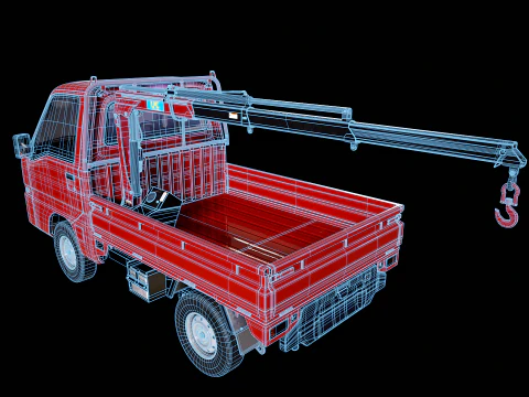 Mini gru telescopica per camion Kei Modello 3D