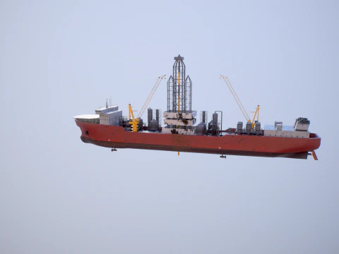 Modern Generic Drill Ship RUSTED 3D Model