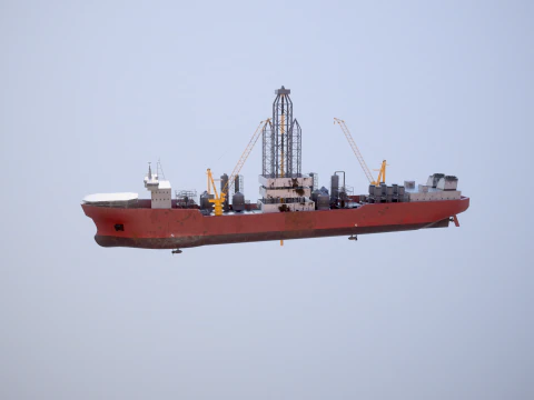 Modern Generic Drill Ship RUSTED 3D Model