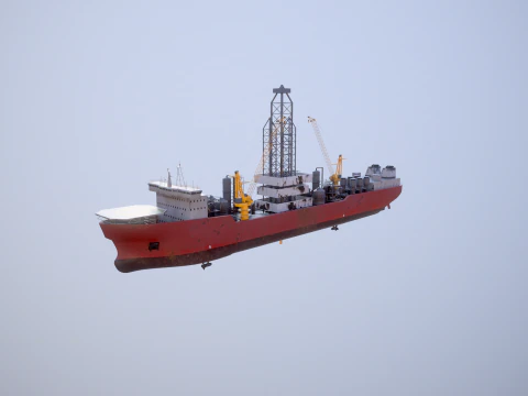 Modern Generic Drill Ship RUSTED 3D Model