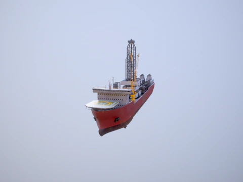 Modern Generic Drill Ship RUSTED 3D Model