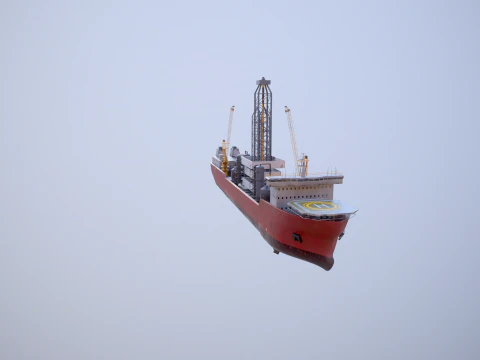 Modern Generic Drill Ship RUSTED 3D Model