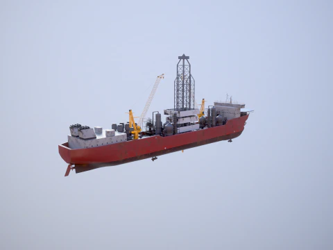 Modern Generic Drill Ship RUSTED 3D Model